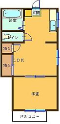 クレール木暮 1LDKの間取図画像