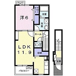 オレンジガーネットB 1LDKの間取図画像