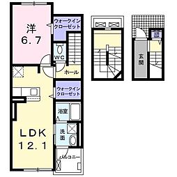グランソレイユ上柴 1LDKの間取図画像