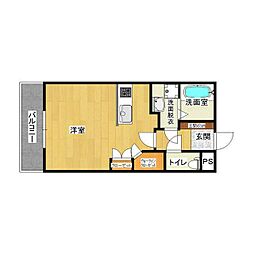 グランエスポワル ワンルームの間取図画像