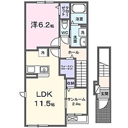 ヒカルサ深谷上野台 1LDKの間取図画像