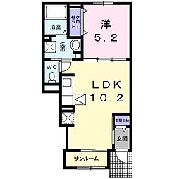メゾンアルカンシエルトロワ 1LDKの間取図画像