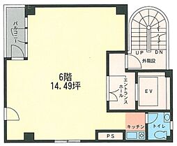土井ビル ワンルームの間取図画像