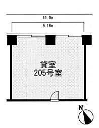 弁護士ビル2号館 ワンルームの間取図画像