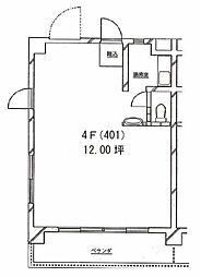 御成門コープ ワンルームの間取図画像