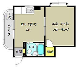 倉茂コーポ 1DKの間取図画像