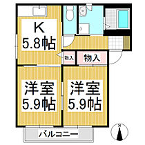 フラットケーA棟  ｜ 長野県東御市加沢（賃貸アパート2K・1階・42.80㎡） その2