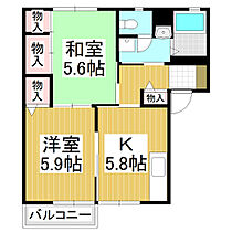 長野県北佐久郡御代田町大字御代田（賃貸アパート2K・1階・43.54㎡） その2