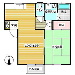 JR小海線 乙女駅 徒歩12分の賃貸アパート 2階1LDKの間取り