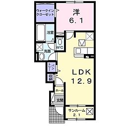 グレースハイランド小諸 1階1LDKの間取り