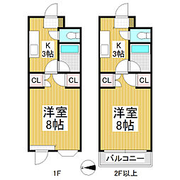 南町ニュータウン　Ｄ棟 1階1Kの間取り