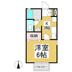 セジュール・セゾン 1Kの間取図画像