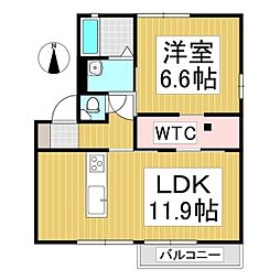 F・ルミエールB 1LDKの間取図画像