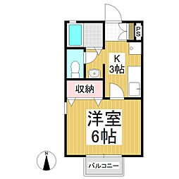 セジュール・セゾン 1Kの間取図画像