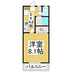 フォンティーヌ軽井沢 1DKの間取図画像