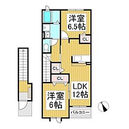 フット・パレスB 2LDKの間取図画像