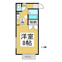 八木ハイツ 1Kの間取図画像