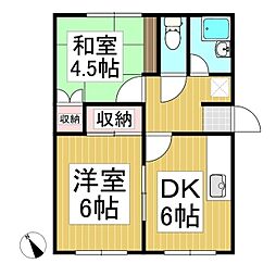 ライブタウンウエスト西 2DKの間取図画像