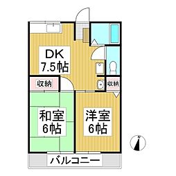 シティハイムしんえい 2DKの間取図画像
