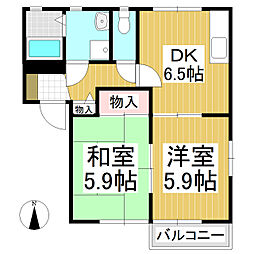 フォーレスしらかばC 2DKの間取図画像