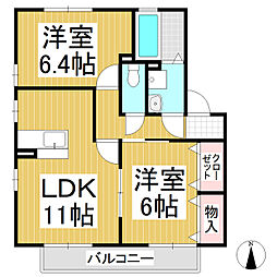 リビングタウン佐久平A 2LDKの間取図画像
