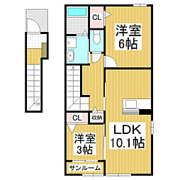 トリニティ・佐久平2 2LDKの間取図画像