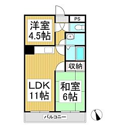 ソレイユ中込原 2LDKの間取図画像