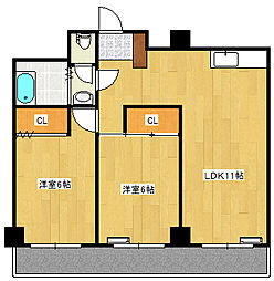 サンシャイン己斐 4階2LDKの間取り