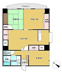 マーキュリーシティ壱番館 2階3LDKの間取り