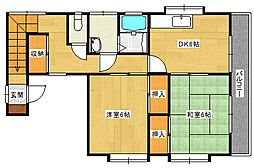 高橋コーポ 3階2DKの間取り