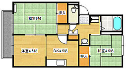 プレジール梶山 2階3DKの間取り