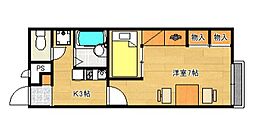 レオパレス東高須 1階1Kの間取り