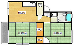 メゾン井口台 2階2DKの間取り