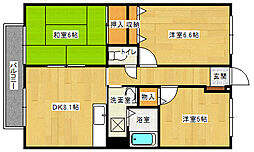 フォブール福原 3DKの間取図画像