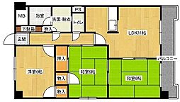第2メゾン浜本 4階3LDKの間取り