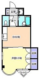 第2ホウライツルハウス 2階1DKの間取り