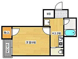 FORWEST段原（フォーウエスト段原） 4階1Kの間取り