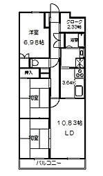 ホウライツルビル 5階3SLDKの間取り