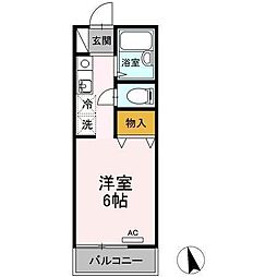 セジュール133 2階ワンルームの間取り
