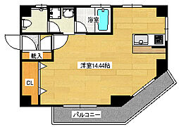 木村ビル 2階ワンルームの間取り