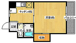 ヴィラ丸本 3階1DKの間取り