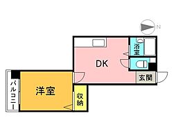 BELLO中広 3階1DKの間取り