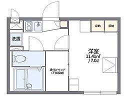 レオパレスミルラ 204 2階1Kの間取り