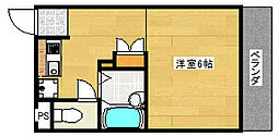 レオパレスシンセー 2階1Kの間取り