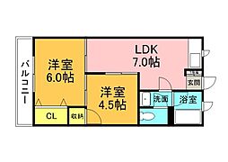 高岡マンション 102 1階2Kの間取り