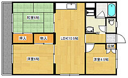 サニーハイツ高須 3階3LDKの間取り
