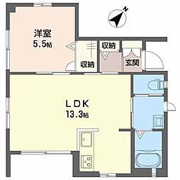 シャーメゾン川内 1階1LDKの間取り