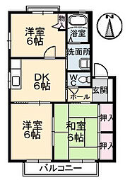 イーストパーク　A棟 2階3DKの間取り