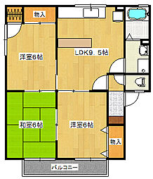 セジュール加美A棟 1階3DKの間取り