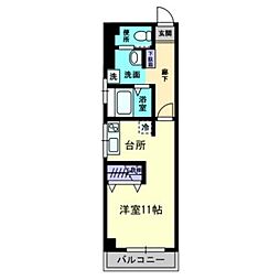 リバーウォーク広瀬 4階ワンルームの間取り